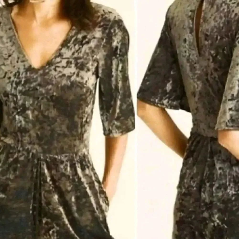 Nwot American Eagle Crushed Velvet Romper Olive Green M